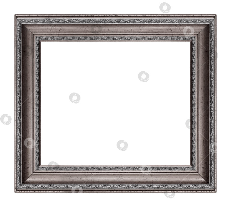 Скачать Серебряная рамка для картин, зеркал или фотографий на белом фоне фотосток Ozero