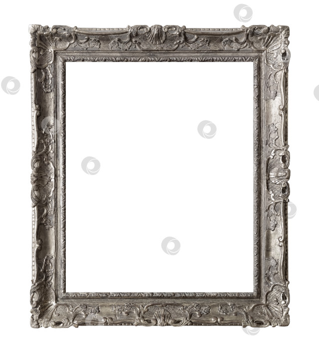 Скачать Серебряная рамка для картин, зеркал или фотографий на белом фоне фотосток Ozero