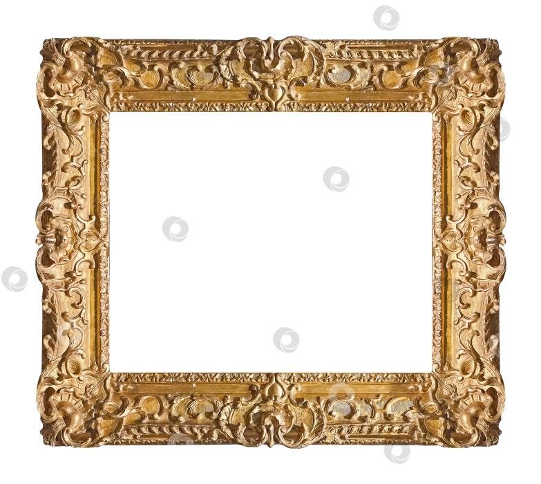 Скачать Золотая рамка для картин, зеркал или фотографий на белом фоне фотосток Ozero