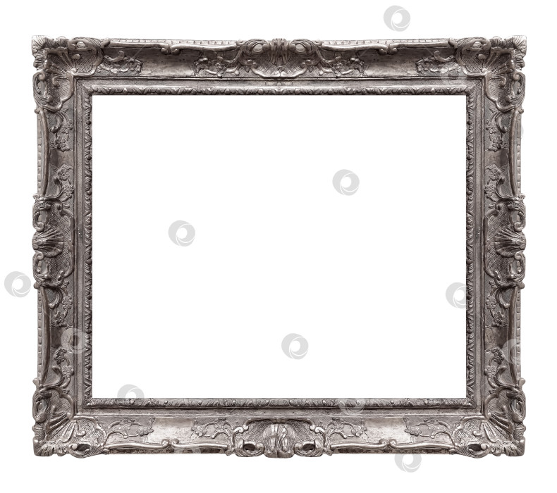 Скачать Серебряная рамка для картин, зеркал или фотографий на белом фоне фотосток Ozero