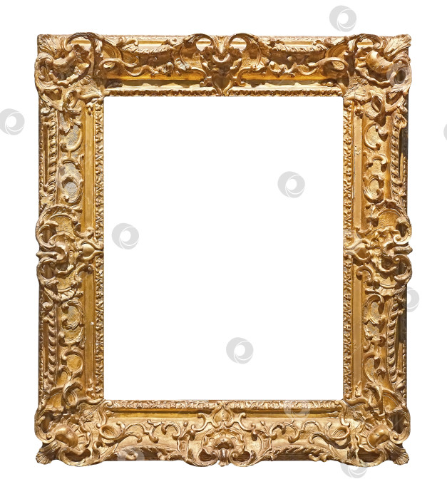 Скачать Золотая рамка для картин, зеркал или фотографий на белом фоне фотосток Ozero