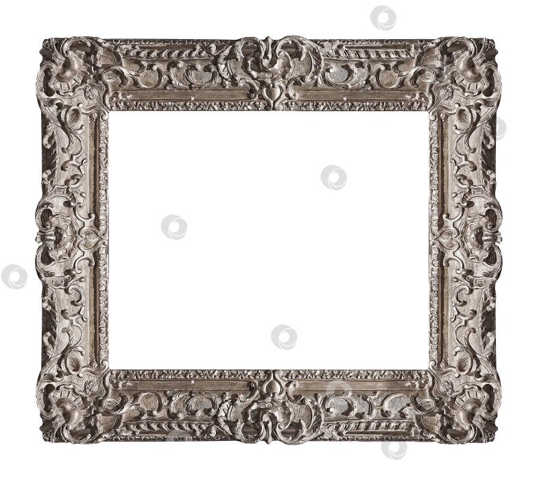 Скачать Серебряная рамка для картин, зеркал или фотографий на белом фоне фотосток Ozero