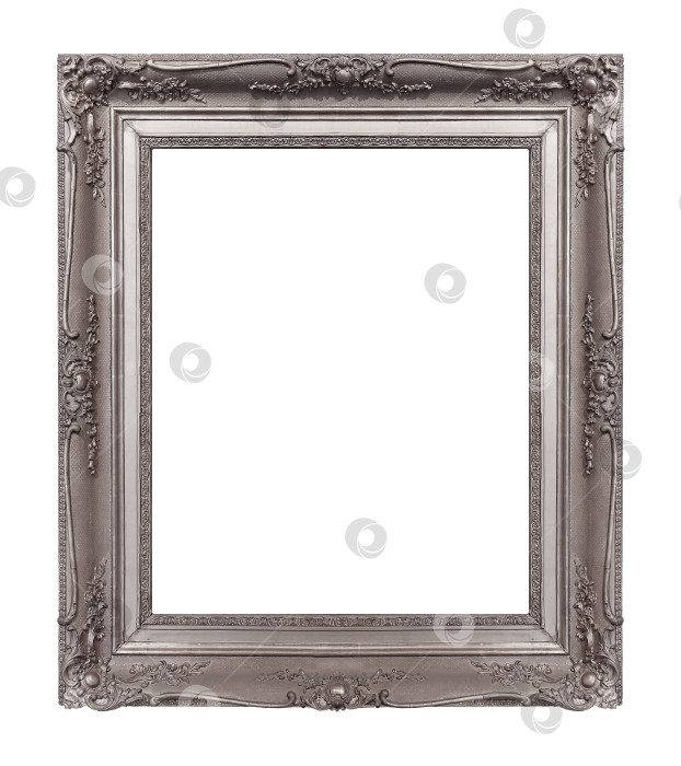 Скачать Серебряная рамка для картин, зеркал или фотографий на белом фоне фотосток Ozero