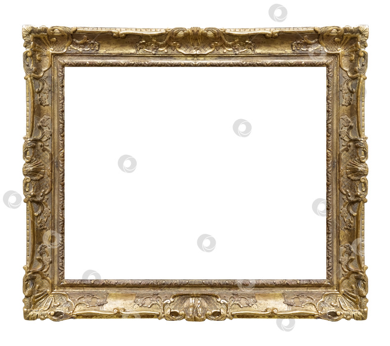 Скачать Золотая рамка для картин, зеркал или фотографий на белом фоне фотосток Ozero