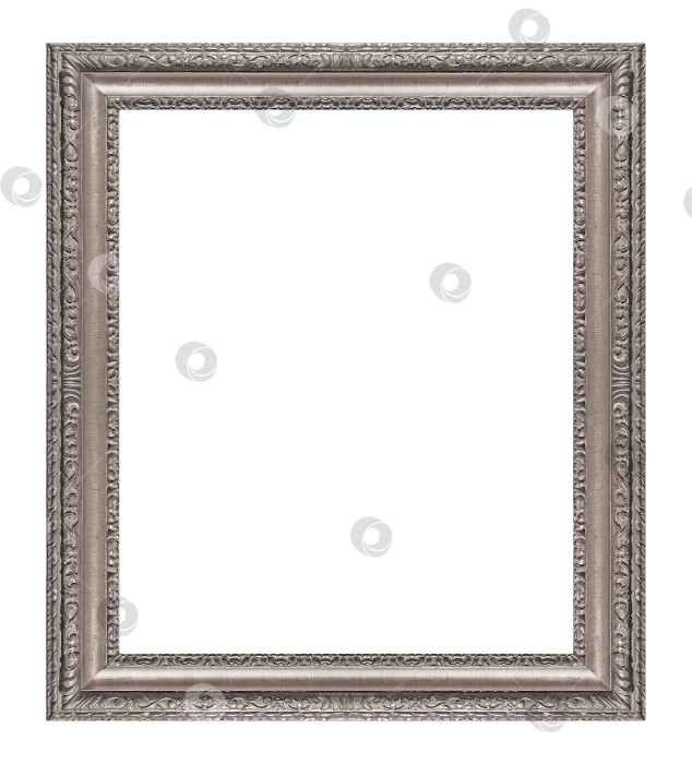 Скачать Серебряная рамка для картин, зеркал или фотографий на белом фоне фотосток Ozero