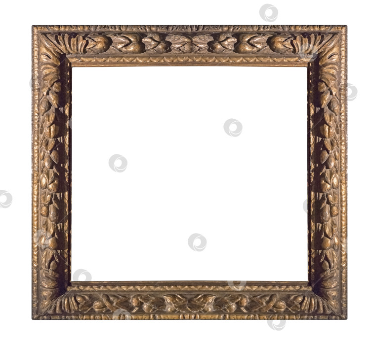 Скачать Золотая рамка для картин, зеркал или фотографий на белом фоне фотосток Ozero