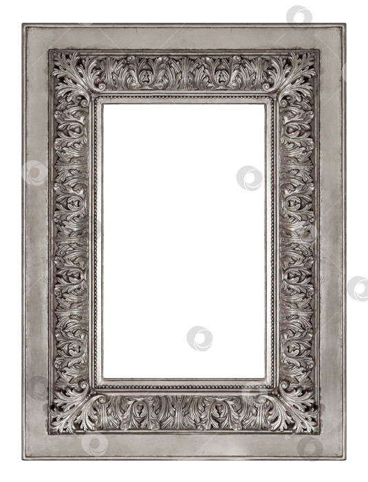Скачать Серебряная рамка для картин, зеркал или фотографий на белом фоне фотосток Ozero