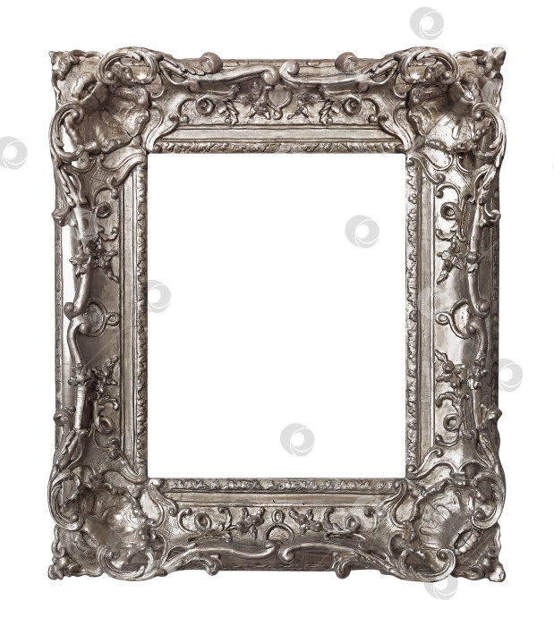 Скачать Серебряная рамка для картин, зеркал или фотографий на белом фоне фотосток Ozero
