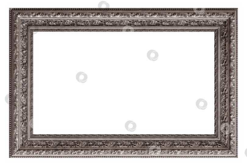 Скачать Панорамная серебряная рамка для картин, зеркал или фотографий на белом фоне фотосток Ozero