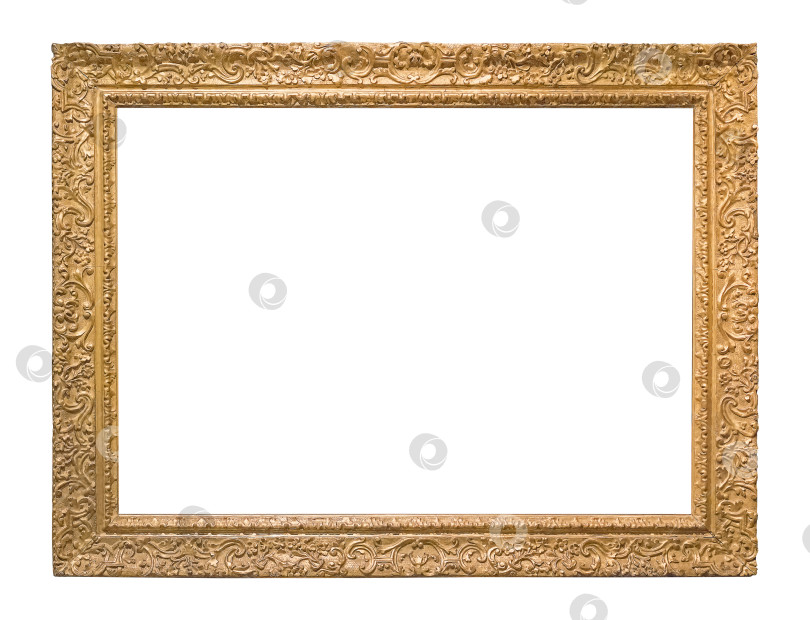Скачать Золотая рамка для картин, зеркал или фотографий на белом фоне фотосток Ozero