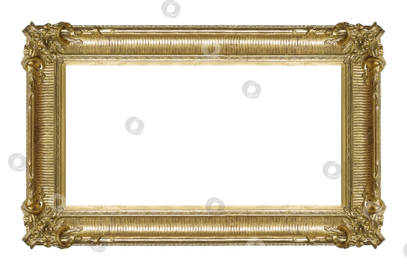Скачать Панорамная золотая рамка для картин, зеркал или фотографий на белом фоне фотосток Ozero