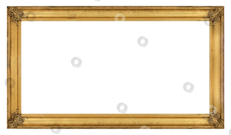 Скачать Панорамная золотая рамка для картин, зеркал или фотографий на белом фоне фотосток Ozero