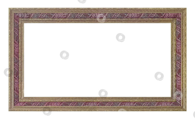 Скачать Панорамная золотая рамка для картин, зеркал или фотографий на белом фоне фотосток Ozero