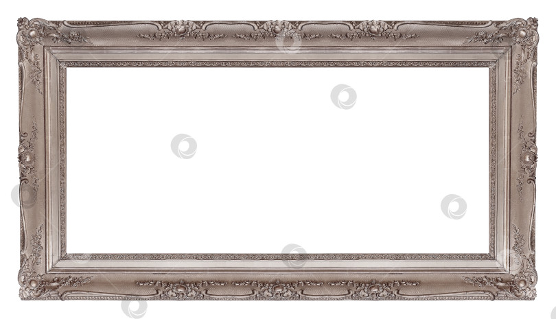 Скачать Панорамная серебряная рамка для картин, зеркал или фотографий на белом фоне фотосток Ozero