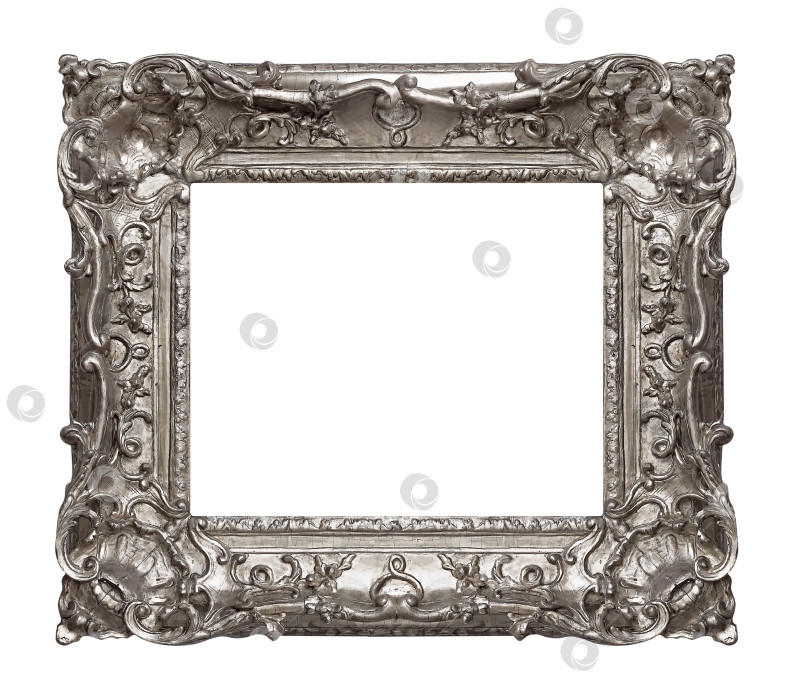 Скачать Серебряная рамка для картин, зеркал или фотографий на белом фоне фотосток Ozero