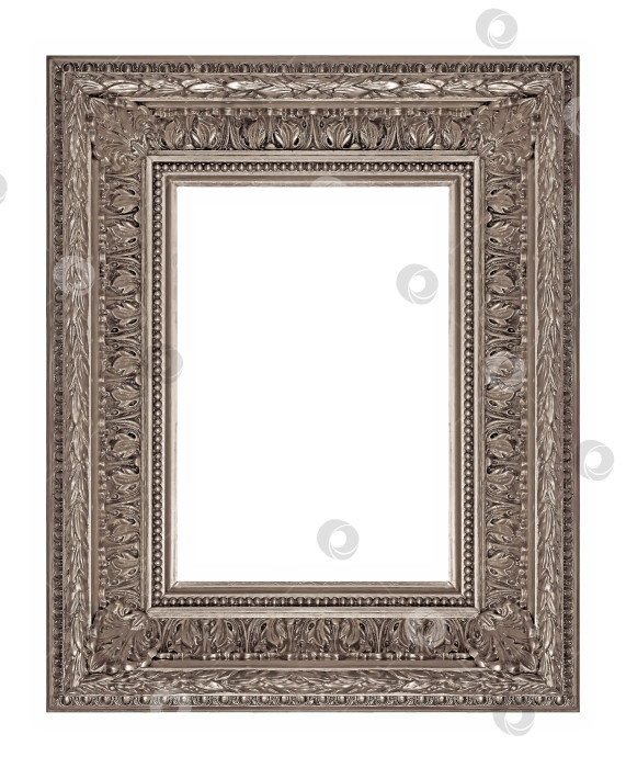 Скачать Серебряная рамка для картин, зеркал или фотографий на белом фоне фотосток Ozero