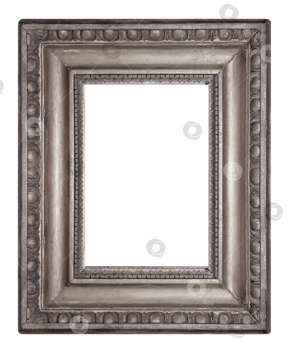 Скачать Серебряная рамка для картин, зеркал или фотографий на белом фоне фотосток Ozero