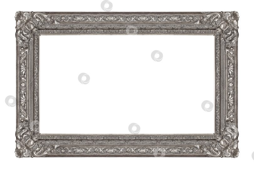 Скачать Панорамная серебряная рамка для картин, зеркал или фотографий на белом фоне фотосток Ozero