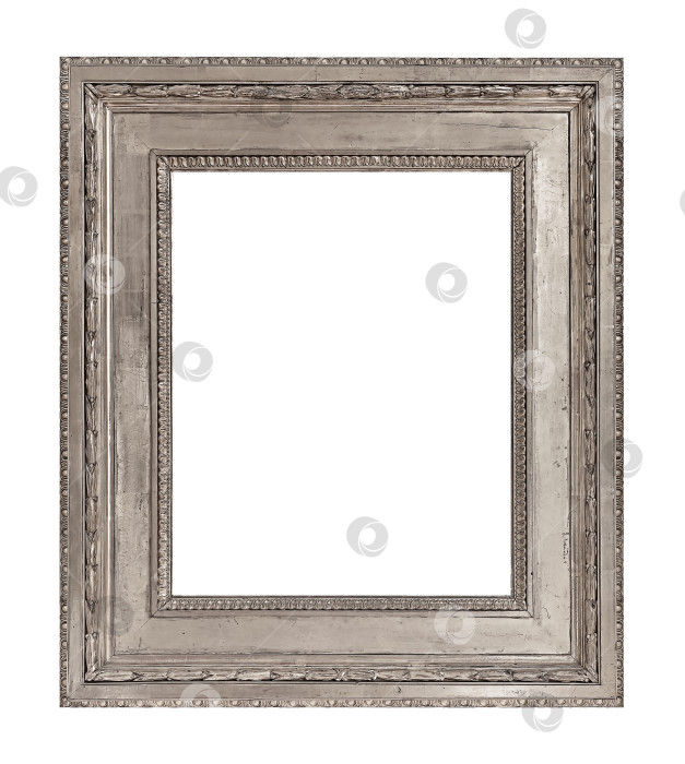 Скачать Серебряная рамка для картин, зеркал или фотографий на белом фоне фотосток Ozero