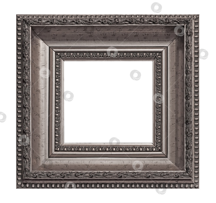 Скачать Серебряная рамка для картин, зеркал или фотографий на белом фоне фотосток Ozero