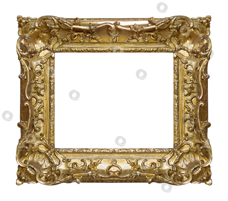 Скачать Золотая рамка для картин, зеркал или фотографий на белом фоне фотосток Ozero