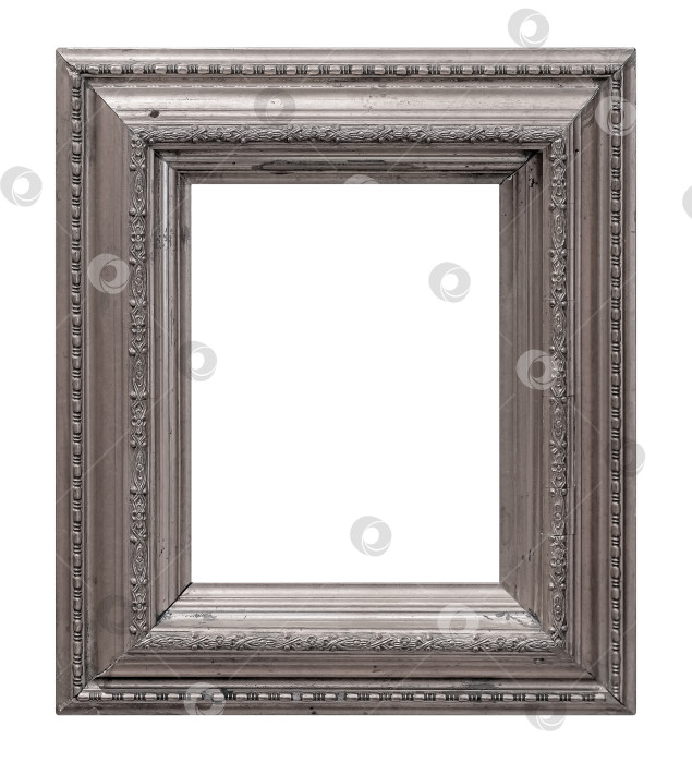 Скачать Серебряная рамка для картин, зеркал или фотографий на белом фоне фотосток Ozero