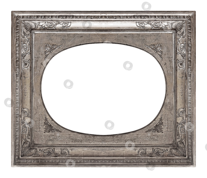 Скачать Серебряная рамка для картин, зеркал или фотографий на белом фоне фотосток Ozero