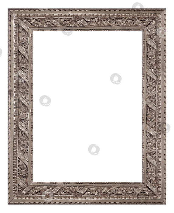 Скачать Серебряная рамка для картин, зеркал или фотографий на белом фоне фотосток Ozero