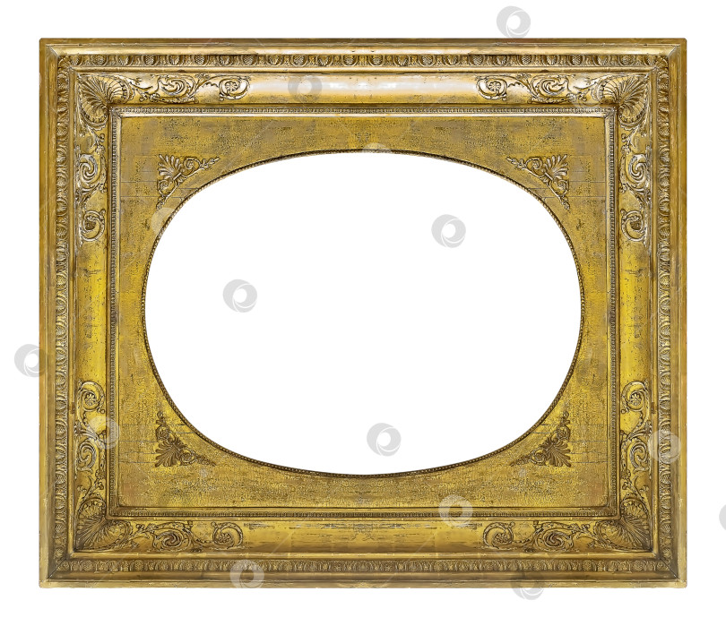 Скачать Золотая рамка для картин, зеркал или фотографий на белом фоне фотосток Ozero