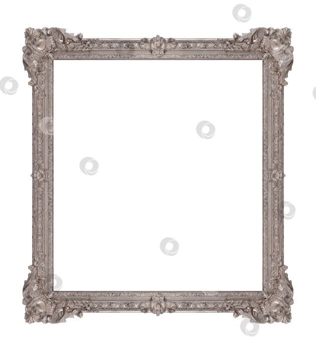 Скачать Серебряная рамка для картин, зеркал или фотографий на белом фоне фотосток Ozero