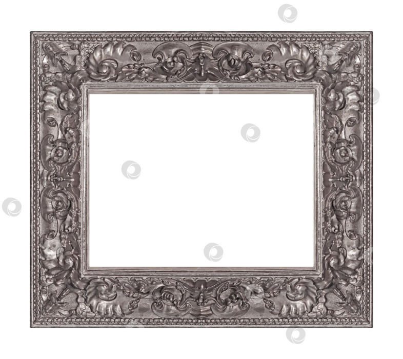 Скачать Серебряная рамка для картин, зеркал или фотографий на белом фоне фотосток Ozero