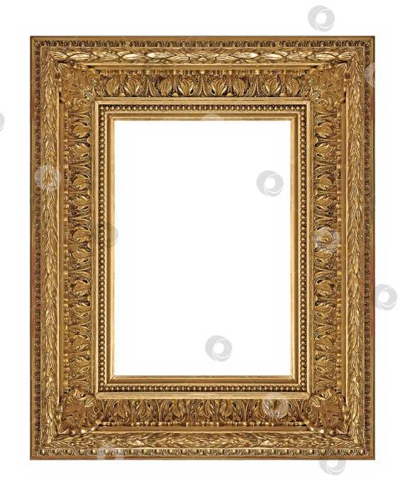 Скачать Золотая рамка для картин, зеркал или фотографий на белом фоне фотосток Ozero