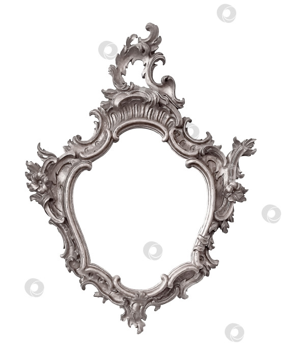 Скачать Серебряная рамка для картин, зеркал или фотографий на белом фоне фотосток Ozero