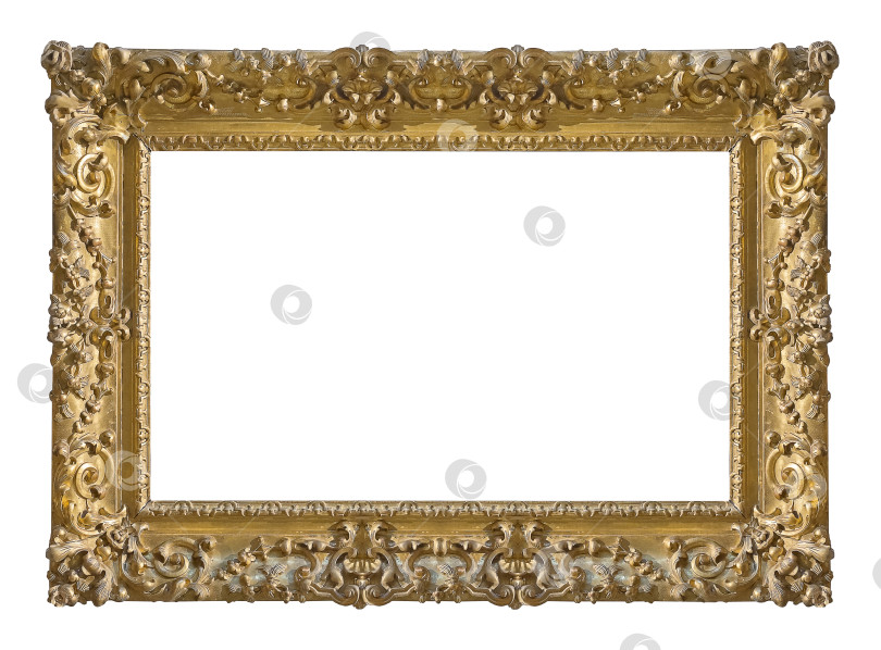 Скачать Панорамная золотая рамка для картин, зеркал или фотографий на белом фоне фотосток Ozero