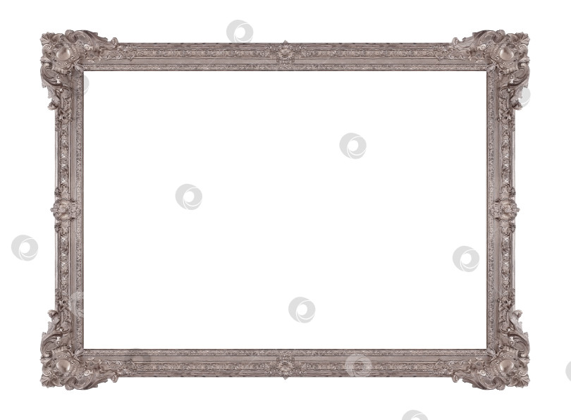 Скачать Серебряная рамка для картин, зеркал или фотографий на белом фоне фотосток Ozero