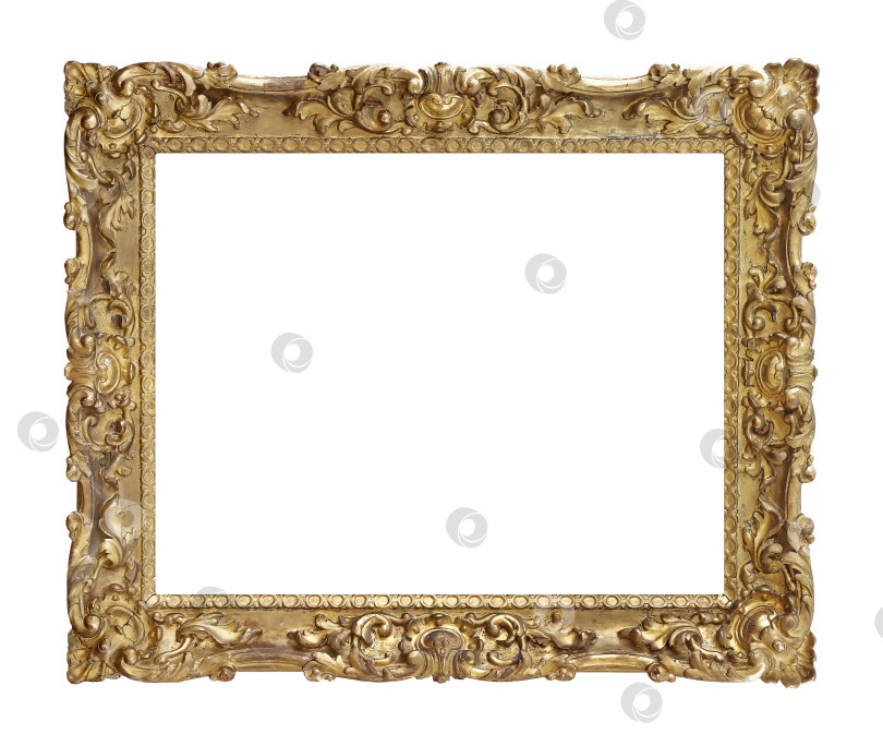 Скачать Золотая рамка для картин, зеркал или фотографий на белом фоне фотосток Ozero