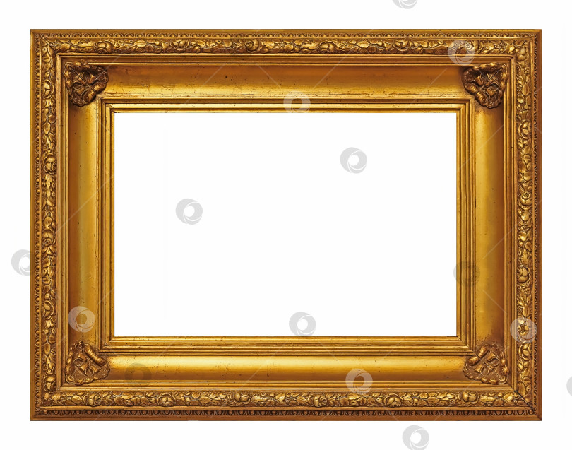 Скачать Золотая рамка для картин, зеркал или фотографий на белом фоне фотосток Ozero