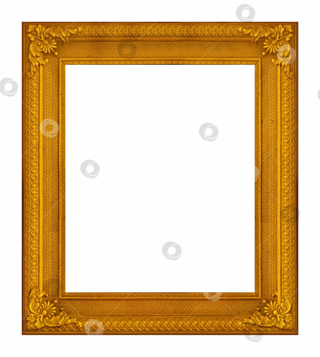Скачать Золотая рамка для картин, зеркал или фотографий на белом фоне фотосток Ozero