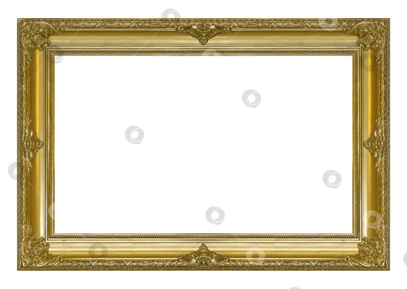 Скачать Панорамная золотая рамка для картин, зеркал или фотографий на белом фоне фотосток Ozero