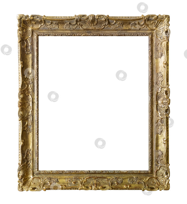 Скачать Золотая рамка для картин, зеркал или фотографий на белом фоне фотосток Ozero