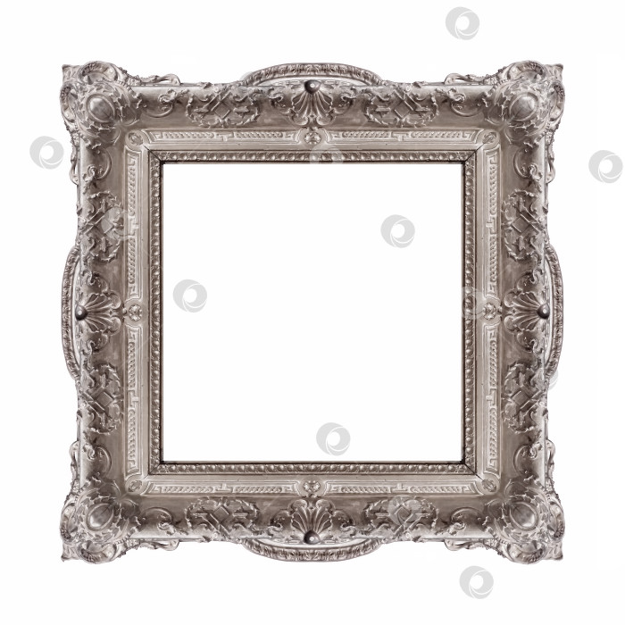 Скачать Серебряная рамка для картин, зеркал или фотографий на белом фоне фотосток Ozero