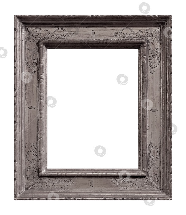 Скачать Серебряная рамка для картин, зеркал или фотографий на белом фоне фотосток Ozero