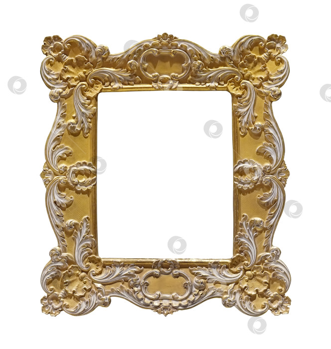 Скачать Золотая рамка для картин, зеркал или фотографий на белом фоне фотосток Ozero