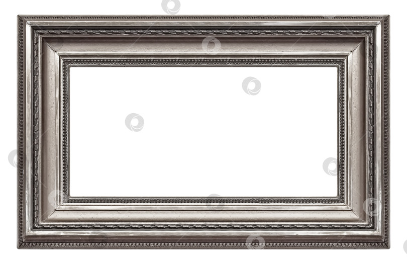 Скачать Панорамная серебряная рамка для картин, зеркал или фотографий на белом фоне фотосток Ozero