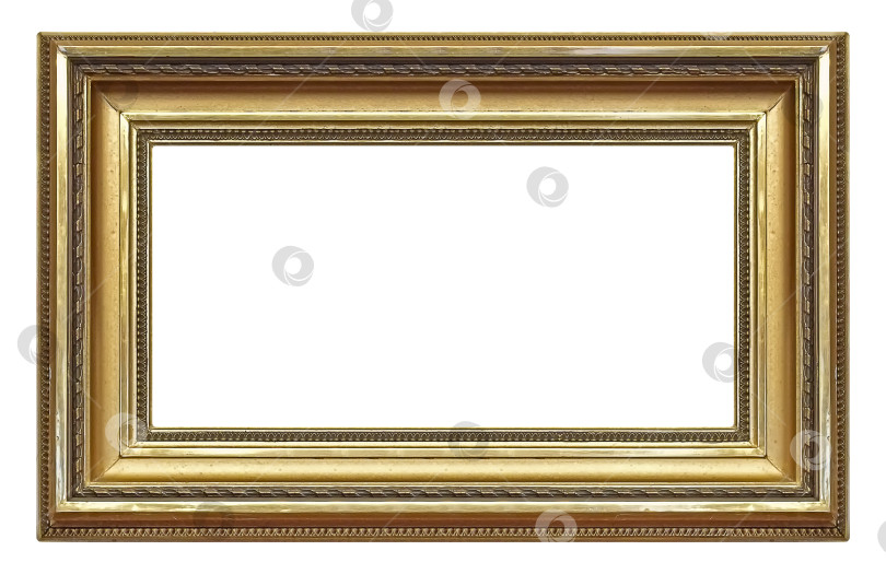 Скачать Панорамная золотая рамка для картин, зеркал или фотографий на белом фоне фотосток Ozero