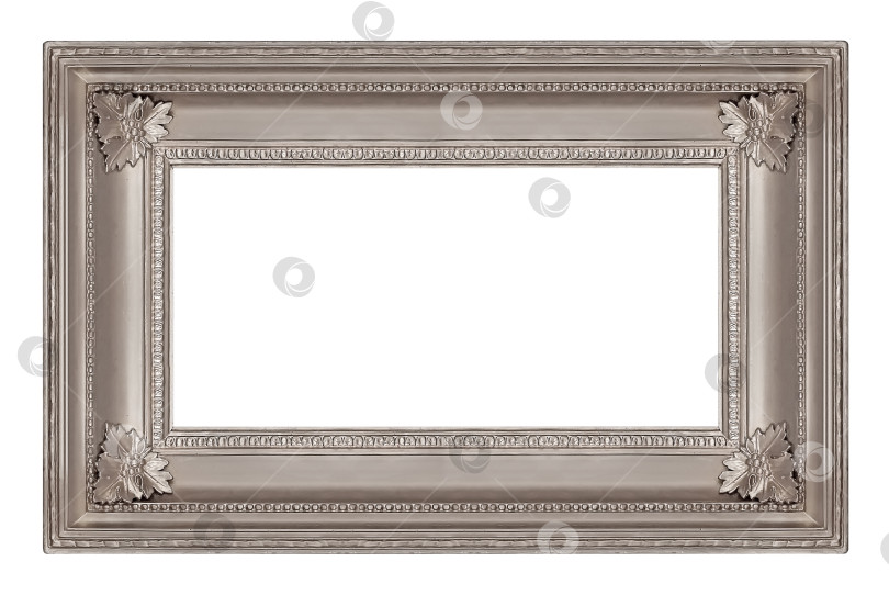 Скачать Панорамная серебряная рамка для картин, зеркал или фотографий на белом фоне фотосток Ozero