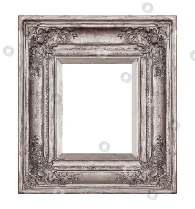 Скачать Серебряная рамка для картин, зеркал или фотографий на белом фоне фотосток Ozero