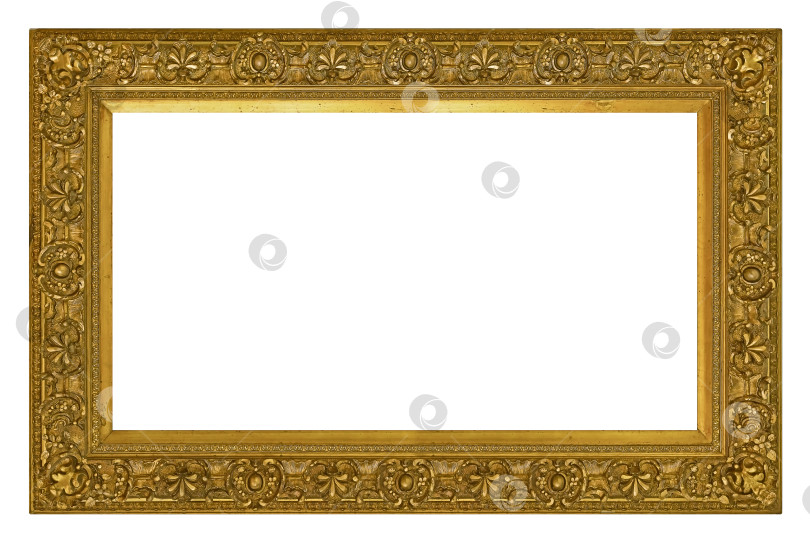 Скачать Панорамная золотая рамка для картин, зеркал или фотографий на белом фоне фотосток Ozero