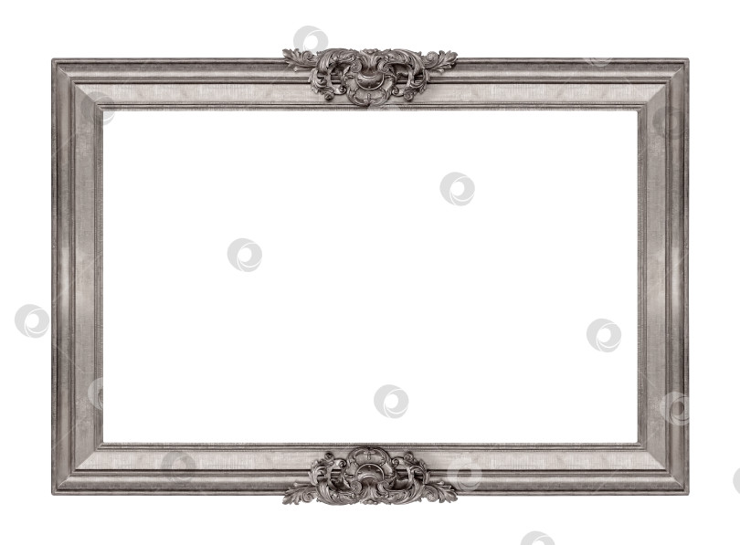 Скачать Панорамная серебряная рамка для картин, зеркал или фотографий на белом фоне фотосток Ozero