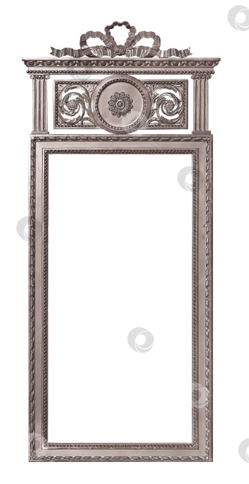 Скачать Панорамная серебряная рамка для картин, зеркал или фотографий на белом фоне. Элемент дизайна с контуром вырезки фотосток Ozero